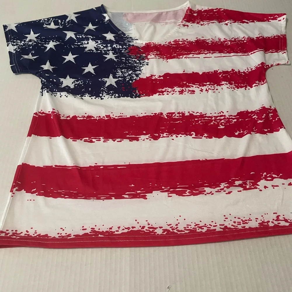 Patriotic Women’s T-Shirt - Red, White, and Blue - Picture 1 of 3